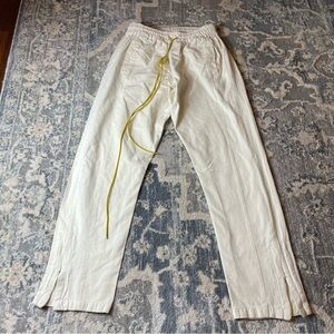 MNML Cream pants with Yellow Drawstring
